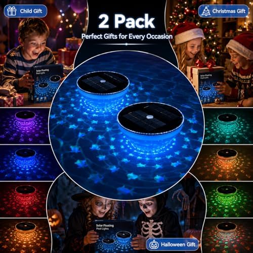 Solar Floating Pool Lights(2 Pack), 2600mAh Floating Lights with 5 Color Modes, with Fish Pattern, Waterproof Solar Powered Pool Lights for Above Ground Pools, Ponds & Garden 2026 - Image 6