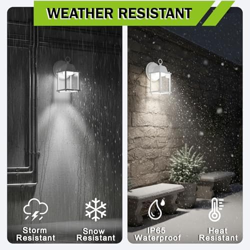 LIT-PaTH Outdoor Wall Light Dusk to Dawn, Aluminum, LED 5000K, White 2 Pack - Image 4