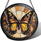 CHATYOUNG Stained Glass Window Hanging Retro Butterfly Large 15" - Suncatcher Door Garden Home Decor and Christmas Mother's Day Birthday Gift for Grandma Nana Mom Women Wife Girlfriend Friend by CHATYOUNG