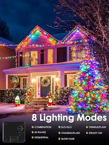 Solar Christmas Lights Outdoor 6 Pack 198FT 600LED String Lights Multicolor - Image 2