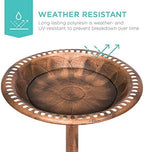 Best Choice Products Bird Bath, 28in Outdoor Resin Pedestal - Copper - Image 2