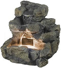 Jeco Rock Creek Cascading Outdoor Indoor Fountain with Illumination, Beige, 23"L x 21"W x 20"H by Jeco
