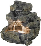 Jeco Rock Creek Cascading Outdoor Indoor Fountain with Illumination, Beige, 23"L x 21"W x 20"H by Jeco