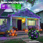 JMEXSUSS 2 Pack Solar Halloween Lights, Total 200LED 66FT, Purple and Green - Image 2