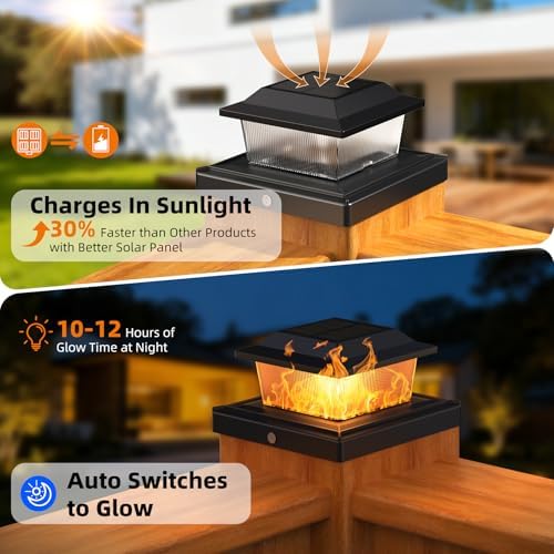 Solar Post Cap Lights, Black, 4x4/5x5, 18-Pack - Image 2
