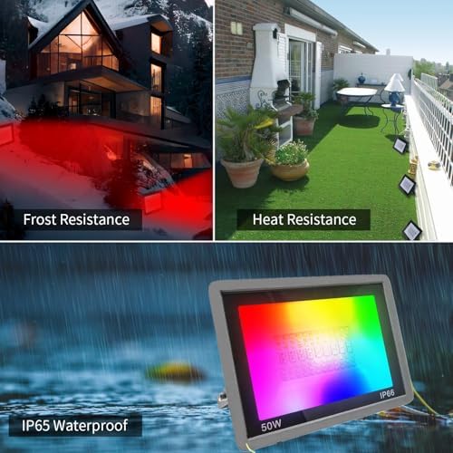 100W RGB LED Floodlight Outdoor 4pcs, Smart RGBCW Flood Lights Colorful with Bluetooth WiFi APP Control Spotlight Color Changing Dimmable Party Lights for DJ Disco Party Garden Halloween Stage - Image 4
