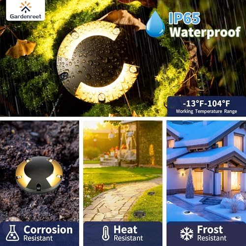 Gardenreet LED Well Lights Outdoor - Brass All Weather Electric Outdoor Inground Lighting, 12V LED Low Voltage Fixture, Antique Bronze for Pathway Backyard Yard with 4000K Neutral White MR16 Bulb - Image 4