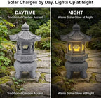 Japanese Solar Pagoda Lantern Outdoor Garden Decor Resin LED - Image 2