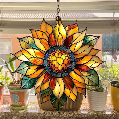 Mosaic Effect Sunflower Acrylic Suncatcher - Image 4