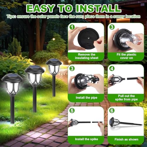 Tuanse 20 Pcs Solar Outdoor Garden Pathway LED Lights Bulk, White Light - Image 3