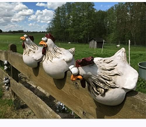 Funny Farm Chickens Statues,Cute Chicken Fence Decoration,Resin Chickens Decor,Outdoor Real Animal Statue,Chicken Sculpture,Perfect for Home Garden Stairs,Farm,Patio,Backyard - Image 2
