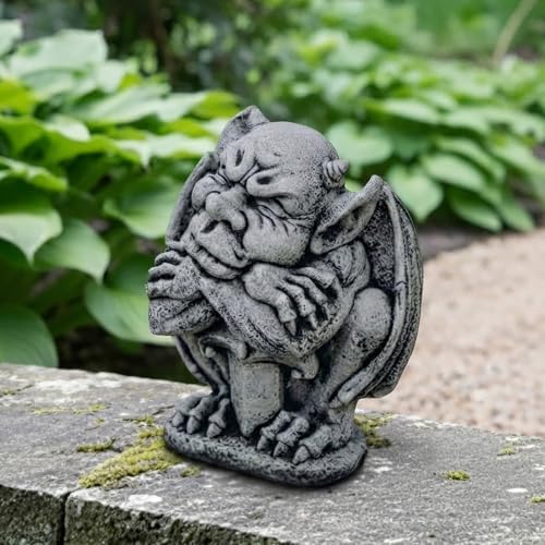 OLOMA Medieval Sleeping Gargoyle Concrete Garden Statue Winged Demon Gothic Outdoor Garden Decor Lawn Ornament Stone Mythical Creature Sculpture Yard Patio Porch Landscape Accent Gift - Image 3