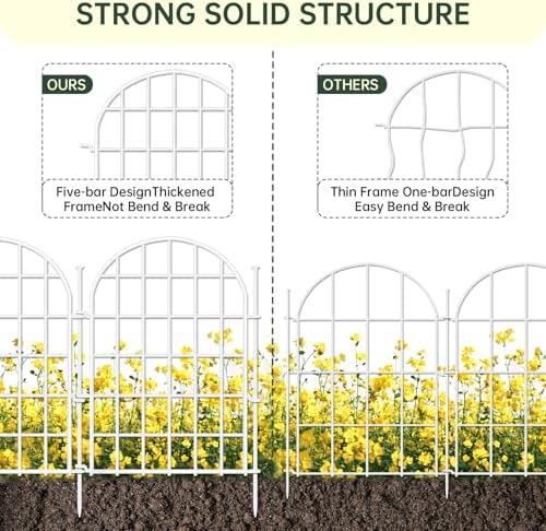 32.5ft(L) x 22in(H) Panels Garden Fence, 30 Panels Arched No Dig Fence, Decorative Animal Barrier Fencing with Ground Stake, Rustproof Metal Garden Edging Border for Dog, Outdoor Patio Decor, White - Image 4