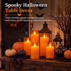 Homemory Halloween Orange Flameless Candles, Acrylic, Remote Timer, 9 Pack - Image 7