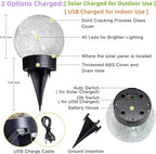 Beautyard Solar Globe Lights Outdoor Large Garden Decor USB Charged 4.72" Diameter 40LED 1000mAh Solar Lights Cracked Glass Globe Solar Power Yard Patio Garden (4.72'' Large 2 Pack Warm White) - Image 5