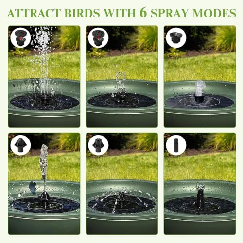 Solar Bird Bath with Fountain,12.4" Dark Green Birdbath for Outdoors,Tool-Free 10s Assembly,6 Spray Nozzles,Lightweight Plastic Water Feature for Garden Decor,Patio Gitf,Hummingbirds - Image 4