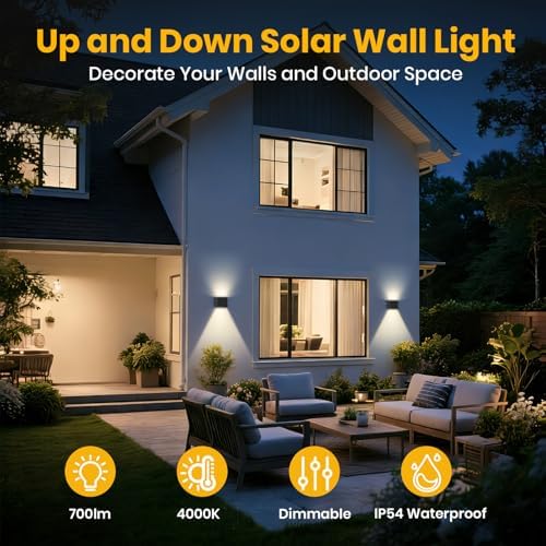 SOTTLOT Solar Wall Lights, Up and Down Solar Light Outdoor Waterproof - Image 2