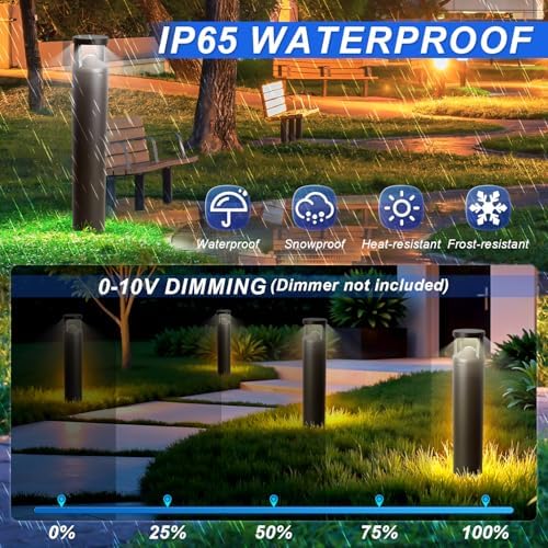 LED Bollard Landscape Pathway Light, 24W 42inch, 0-10V Dimmable, 3CCT - Image 5
