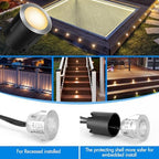 16 Pack LED Recessed Deck Lights with Protecting Shell, IP68 Waterproof Warm White, 0.6W , Outdoor Landscape Lighting, 12V Low Voltage Deck Lights Kit for Garden Yard Step Riser Stair Decoration - Image 2