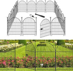 Garden Fencing Animal Barrier 24 Panels, 32 in(H) x 54 Ft(L) No Dig Fences for Dogs, Black Rustproof Metal Wire Garden Fence with Gate, Temporary Dog Fence for Patio Outdoor Yard by Okaygardn