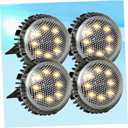 4pcs LED Solar Garden Lights Outdoor Lawn Landscape Ground Disc Lamps Warm Light Waterproof Solar-Powered In-ground Lighting for Patio Pathway - Image 7