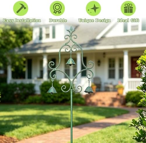 46.5" H Metal Yard Art with Bells for Outside,Decorative Garden Stakes - Image 5