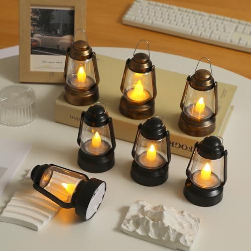 6 inch Retro Lantern LED Candle Lanterns Indoor Decor Lantern Outdoor Hanging Lanterns 12 Pcs Decorative Lantern for Wedding Decor, Halloween, Christmas and Various Holiday Parties. (Black, Large) - Image 3