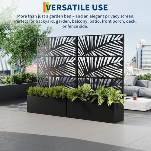 Garvee 71"x47"x16" Metal Planter Box with Trellis for Climbing Plants Vines - Image 2