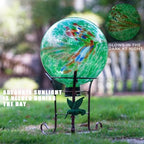 10" Diameter Garden Gazing Balls with Metal Stand for Garden(Green) - Image 2