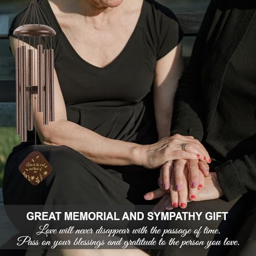 Memorial Sympathy Wind Chimes for Outside Clearance, Dragonfly Wind Chimes for Loss of Loved One Mother Father for Bereavement/Condolence/Funerary Gift Idea,32'' Bronze - Image 3