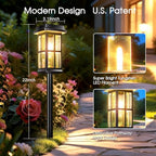 Garpar Solar Pathway Lights Outdoor 4 Pack, Window-Style with Metal Pole - Image 4