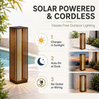 Solar Yard Slim Solar Outdoor Floor Lamp, Modern Wicker Patio Light with Dual Brightness 50/100 Lumens, Cordless Waterproof Standing Lantern for Backyard, Porch, Balcony & Poolside Decor, Brown - Image 3