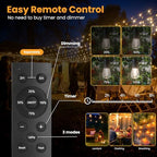 Yusist 104FT(98+6) Solar String Lights Outdoor Waterproof, Solar Powered Patio Light with 30+2 Dimmable S14 Edison Bulbs Shatterproof & Remote Control, Solar String Lights for Outside Garden Backyard - Image 6