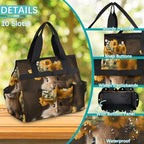 Funny Rabbit Garden Tool Bag Organizer Heavy Duty Floral Rabbit Gardening Tote Bag with 10 Pockets for Women Men Gardening Gifts - Image 6