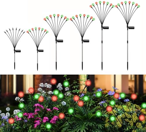 Red and Green Solar Firefly Lights Outdoor Christmas Decor 6 Pack by Unknown