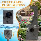 Water Fountain Outdoor, 5-Tier Cascading Bowl Waterfall Fountain, Large Water Feature with 5 LED Lights, 39" Modern Indoor Floor-Standing Garden Fountain for Patio, Backyard, Porch - Image 6