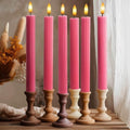 12 Pack, 10" LED Flameless Pink Fluted Ribbed Grooved Taper Candles with 2 Remotes & 24h Timer Memory, On/Off Button, Dimmable, Flicker Mode, Battery Operated, Christmas Menorah Wedding by WestIvory