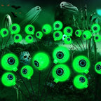 ZFNN Solar Halloween Decorations, 4 Pack 24 LED Spooky Eyeball Lights, Outdoor Waterproof Solar Green Firefly Lights for Garden Yard Patio Pathway Lawn Halloween Party by ZFNN
