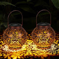 Homemory 2 Pack Solar Hanging Lanterns Lights Outdoor, Waterproof Copper by Homemory