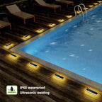 DetarZinLED Solar Step Lights Outdoor IP68 Waterproof 6 Pack Warm White Bar - Image 4