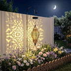 Hapjoy Moroccan Hanging Solar Lights Outdoor Lantern Bidirectional Availabili Garden Decor Waterproof Plastic Gold Decorations for Patio Pathway Yard Backyard Solar Powered Garden Decorative (1, gold) - Image 3