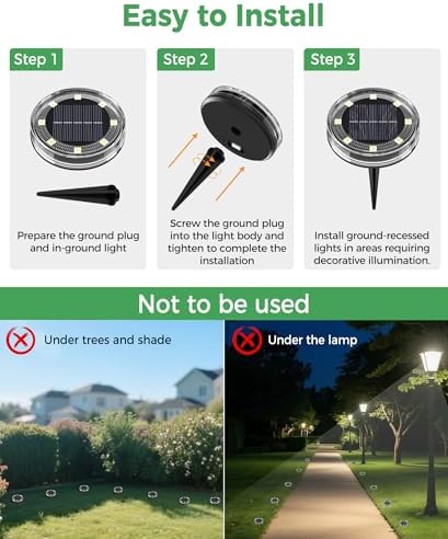 LOTMOS 30 Pack Solar Ground Lights, Solar Lights Outdoor Waterproof IP68 - Image 5