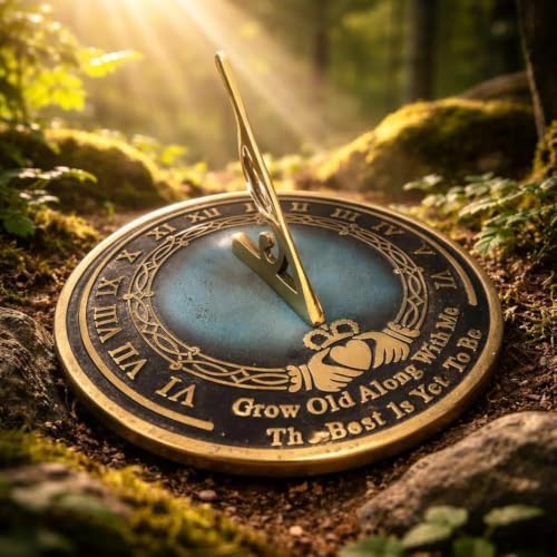 Romantic Sundial Garden Decor with “Grow Old with Me” Quote – Cast Metal Outdoor Sundial Statue for Patio, Yard & Garden – Anniversary, Wedding & Couple Gift – 10 Inch - Image 2