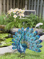 YEAHOME Garden Decor Outdoor Statues, 22.4" Large Metal Peacock Standing Yard Art, Blue Green Bird Lawn Sculptures Garden Decor for Outside Patio Porch Backyard - Image 5