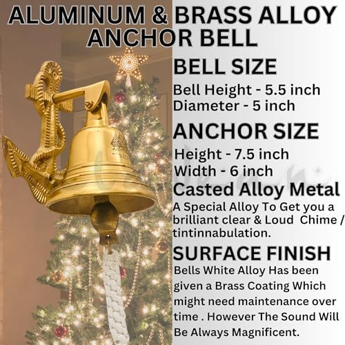 Anchor Ship Bells - Large Dinner Call Bell Indoor Outdoor Wall Mount Decorative Bell Loud House Bell for Door Pub Office Last Order School Call Bells - Image 2