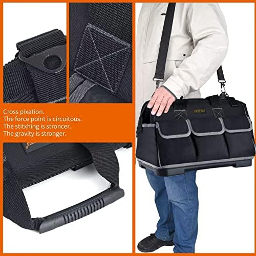 FASTECH 22-inch Wide Mouth Tool Bag with Water Proof Molded Base, Waterproof Tool Organizer Bag for Men with Adjustable Shoulder Strap (Grey-22INCH) - Image 7