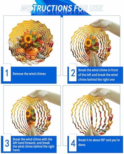 Thanksgiving Fall Wind Spinner for Yard and Garden, Sunflowers Bird Orange Pumpkin Hanging Wind Spinner Outdoor 3D Kinetic Wind Sculpture Spinners Indoor Outdoor Patio Décor Ornaments Gift 12 inch - Image 6