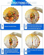 Thanksgiving Fall Wind Spinner for Yard and Garden, Sunflowers Bird Orange Pumpkin Hanging Wind Spinner Outdoor 3D Kinetic Wind Sculpture Spinners Indoor Outdoor Patio Décor Ornaments Gift 12 inch - Image 6