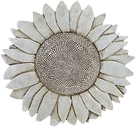 NAT & Jules Sunflower Shaped Dimensional Indoor Outdoor 12 inch Cast Resin Decorative Garden Stepping Stone, Patio, Walkway Sculpture Yard Art, Stone Grey by NatJules