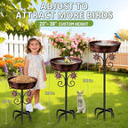 3" Deep Metal Bird Bath for Outside, Removable 12" Dia Vintage Bird Baths Bowl for Outdoors with Stable 5-Prong Stake, 37" H Freestanding Birdbath for Garden Patio Yard Lawn (Brush Bronze) - Image 6